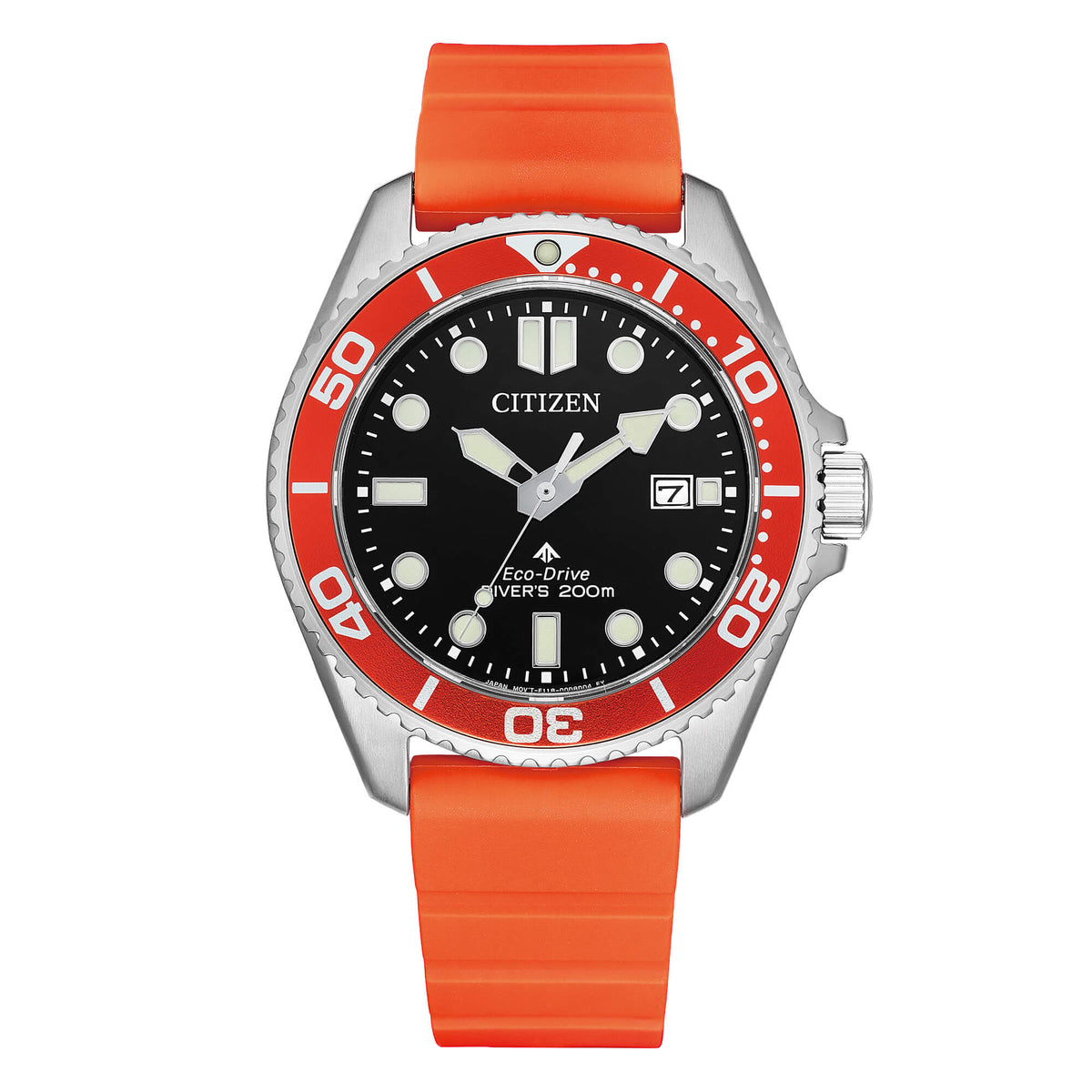 Diver's Eco-Drive 200 mt Acciaio Arancio Gomma 40mm
