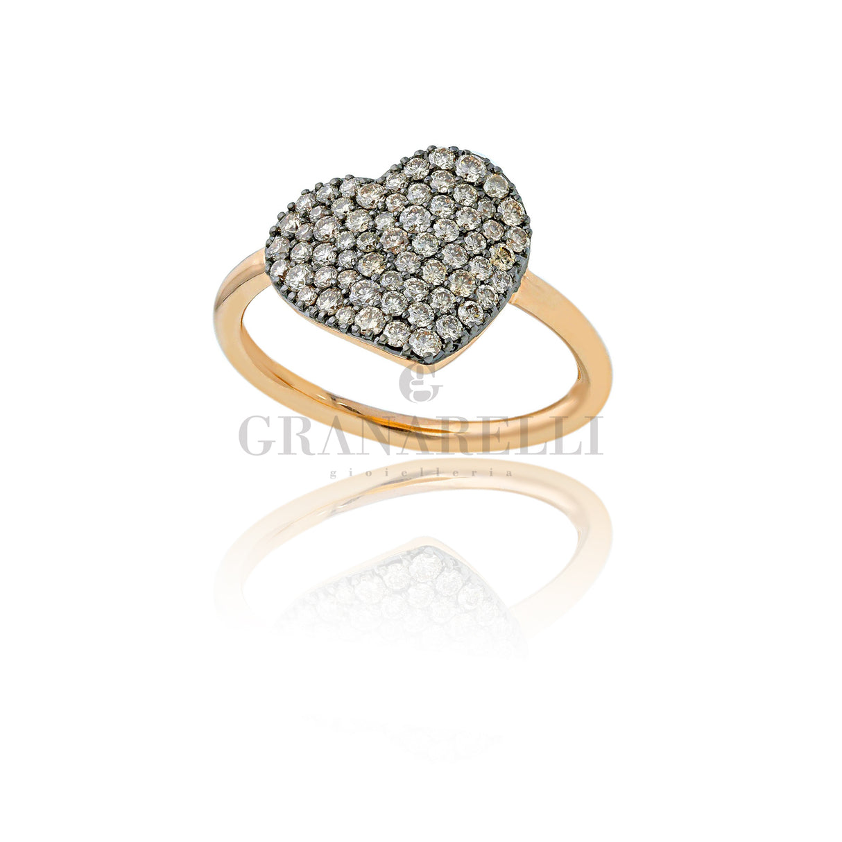 Anello Cuore con Diamanti Brown Oro Rosa