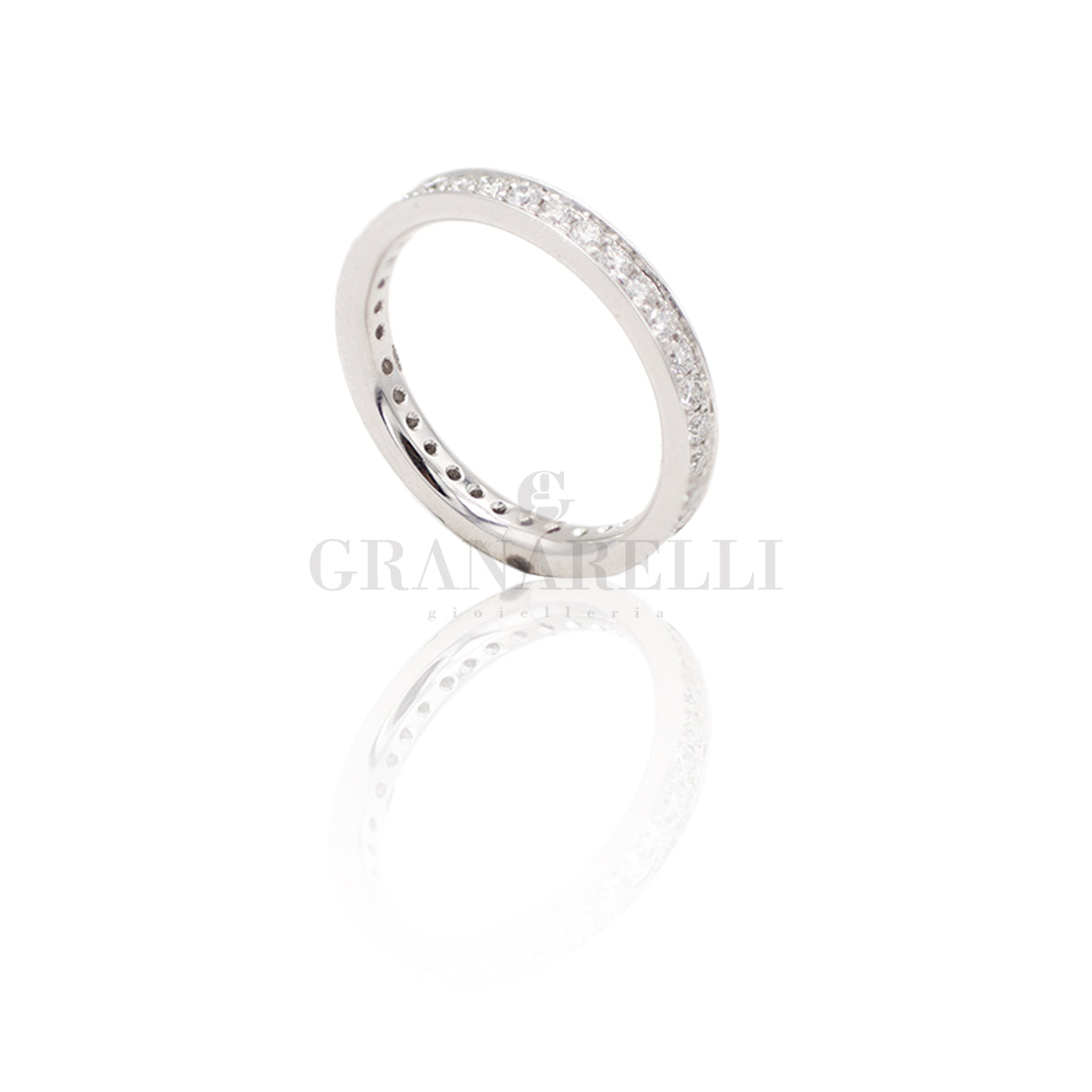 Anello Fedina Girodito con Diamanti in Oro Bianco