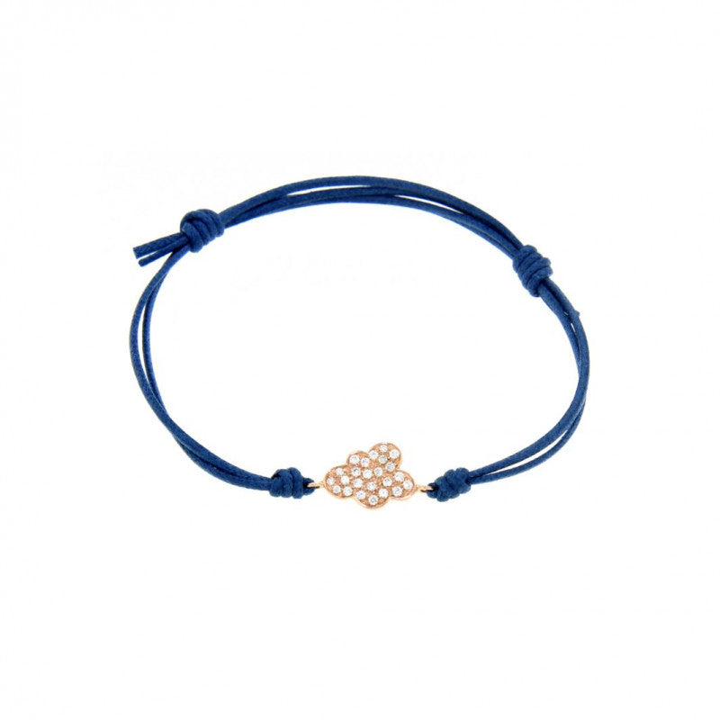 Bracciale Cordino con Nuvola e Diamanti Oro Rosa