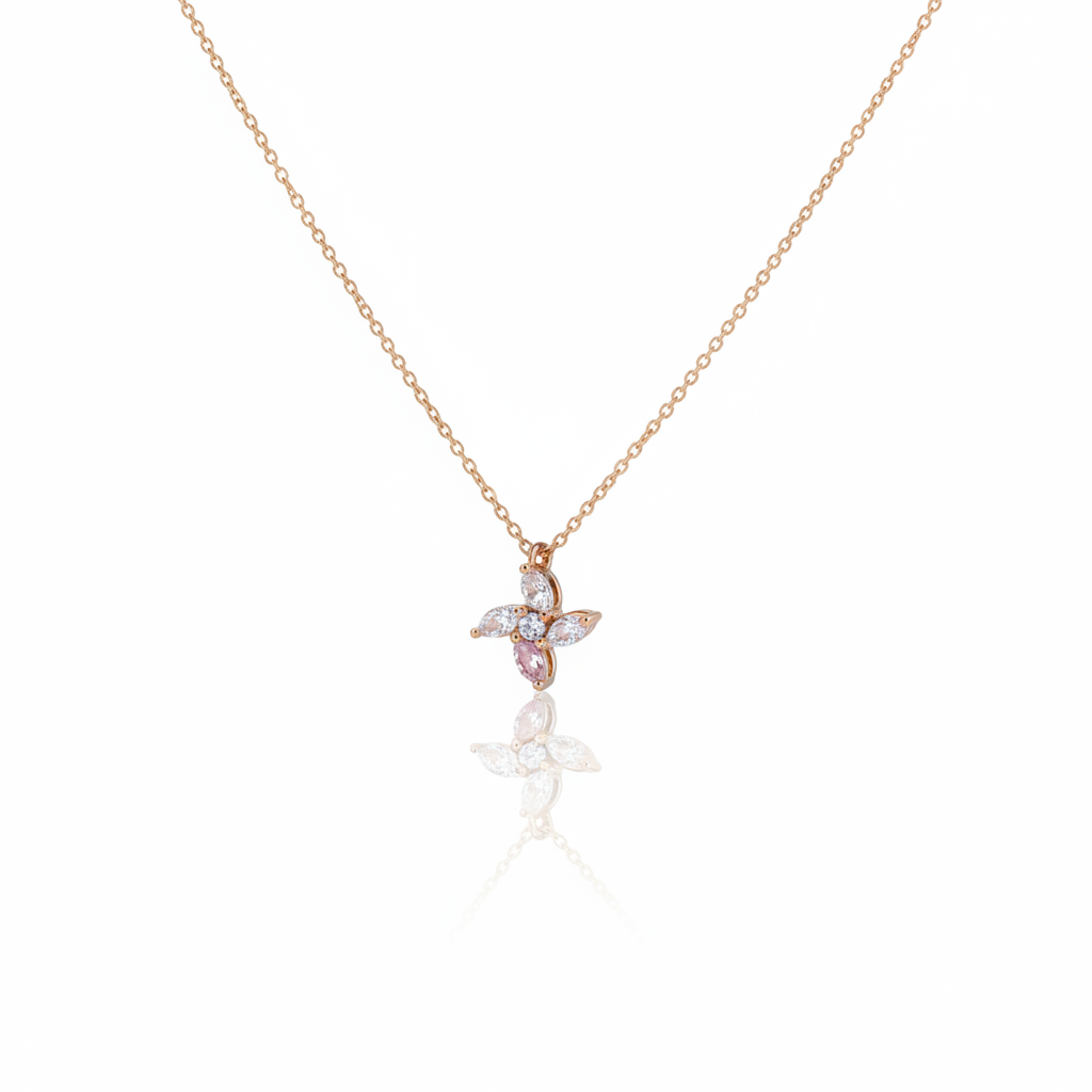 Girocollo mini fiore in oro rosa - Fotografia professionale