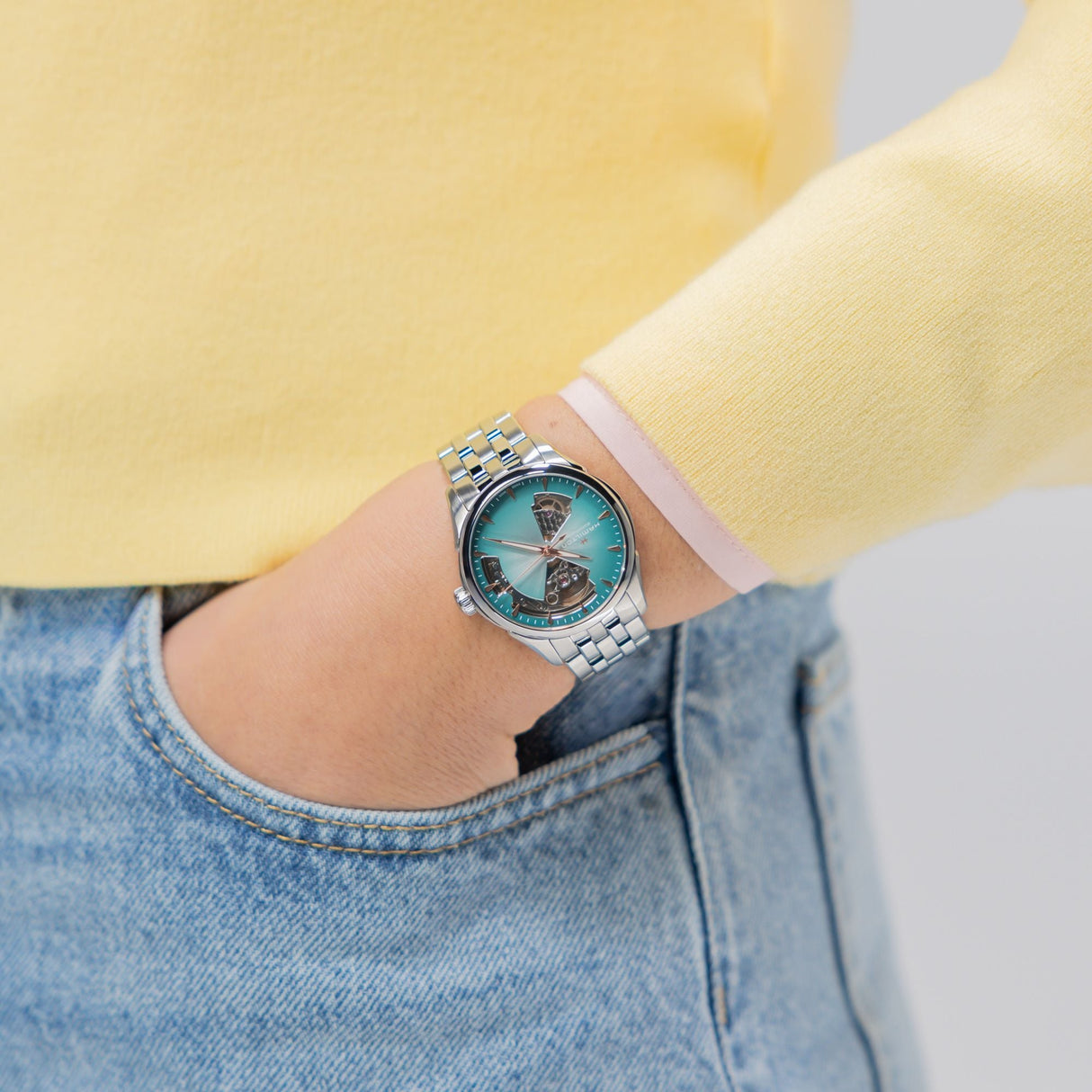 Jazzmaster Open Heart Automatico Acciaio Verde Acqua 36mm