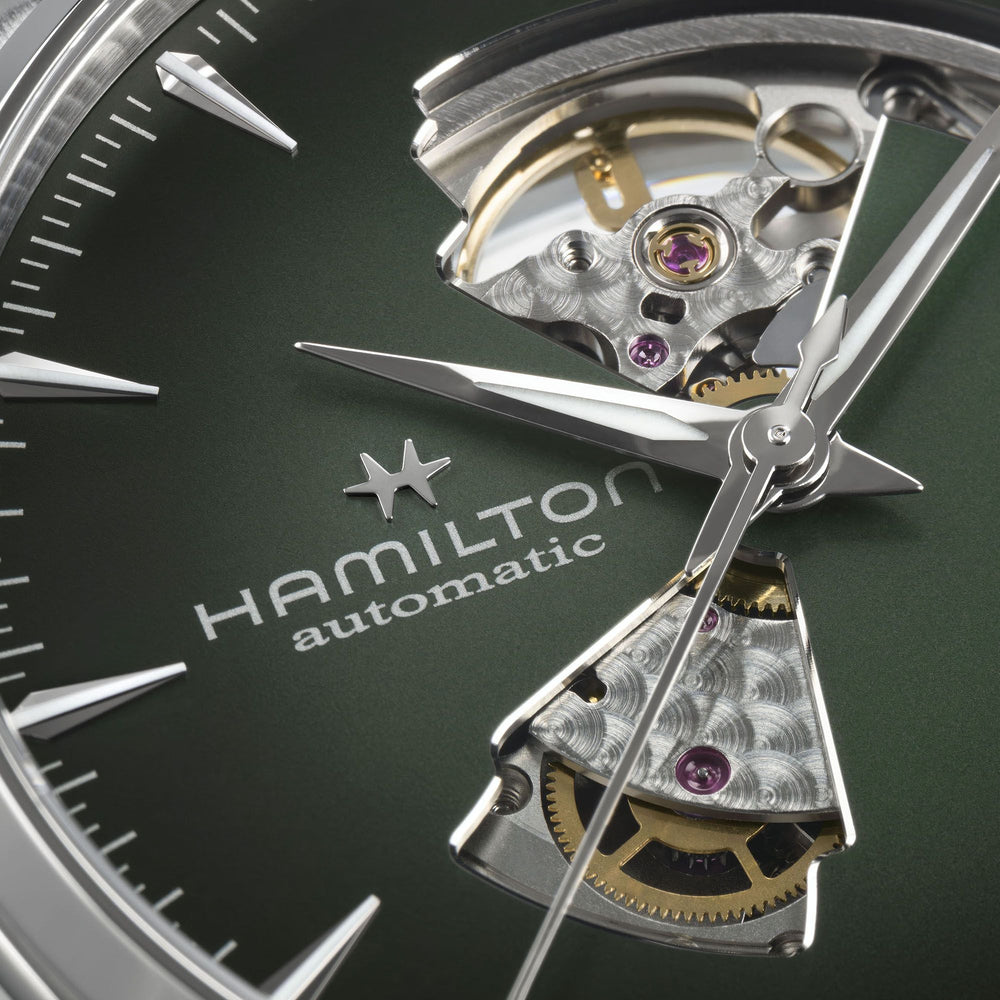 Jazzmaster Open Heart Verde Acciaio 42mm-Orologi-HAMILTON-Gioielleria Granarelli