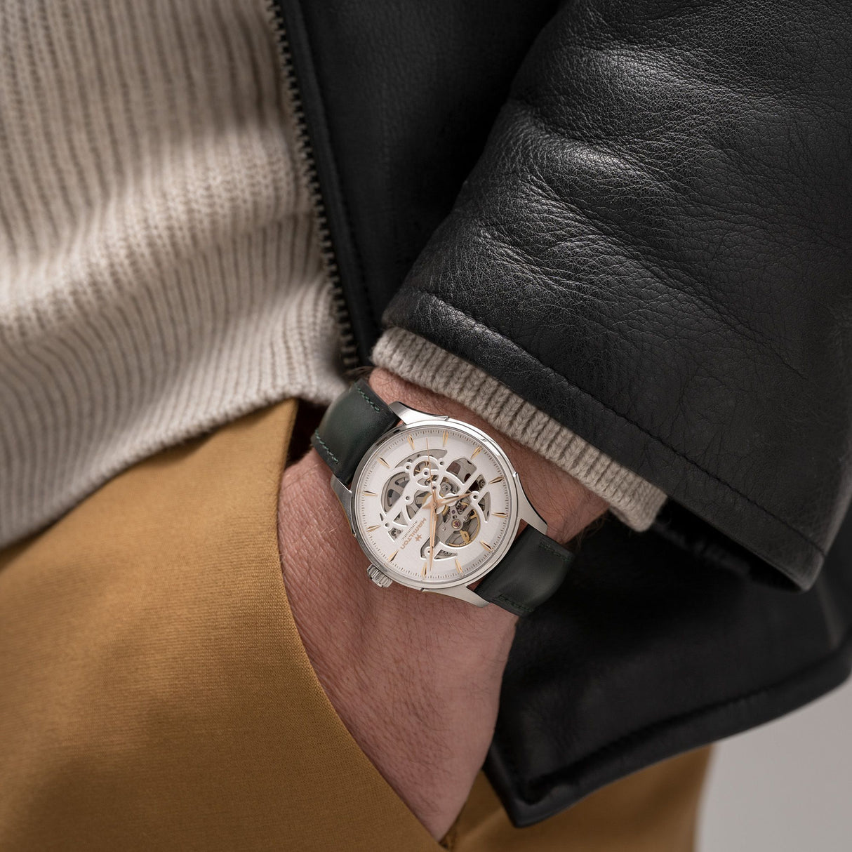 Jazzmaster Skeleton Automatico Pelle-Orologi-HAMILTON-Gioielleria Granarelli