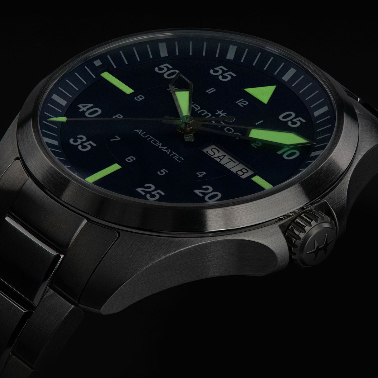 Khaki Aviation Pilot Day Date Automatico Acciaio-Orologi-HAMILTON-Gioielleria Granarelli