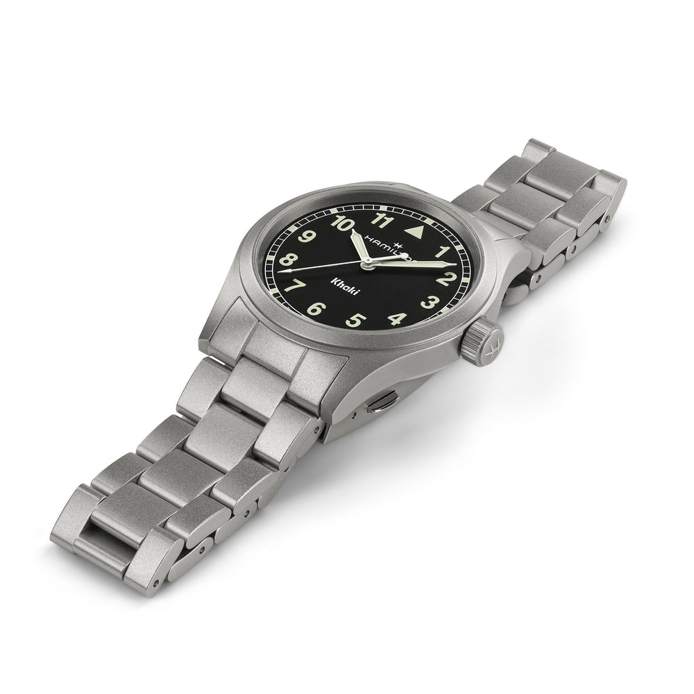Khaki Field Quarzo Nero Acciaio 38mm-Orologi-HAMILTON-Gioielleria Granarelli