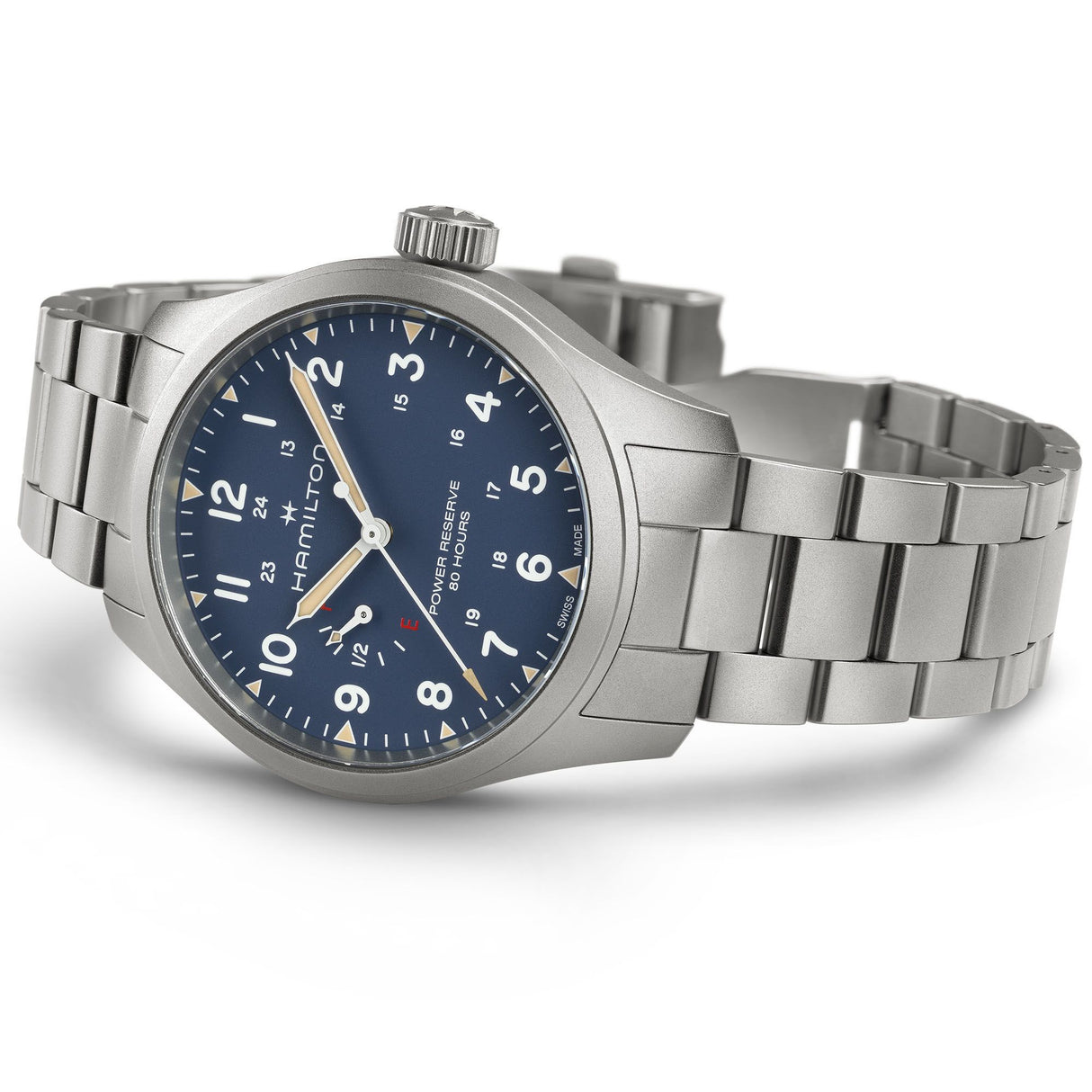 Khaki Field Power Reserve Acciaio Blu 40mm