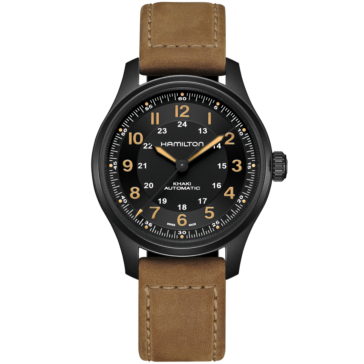 Khaki Field Titanium Automatico Nero Pelle 42mm
