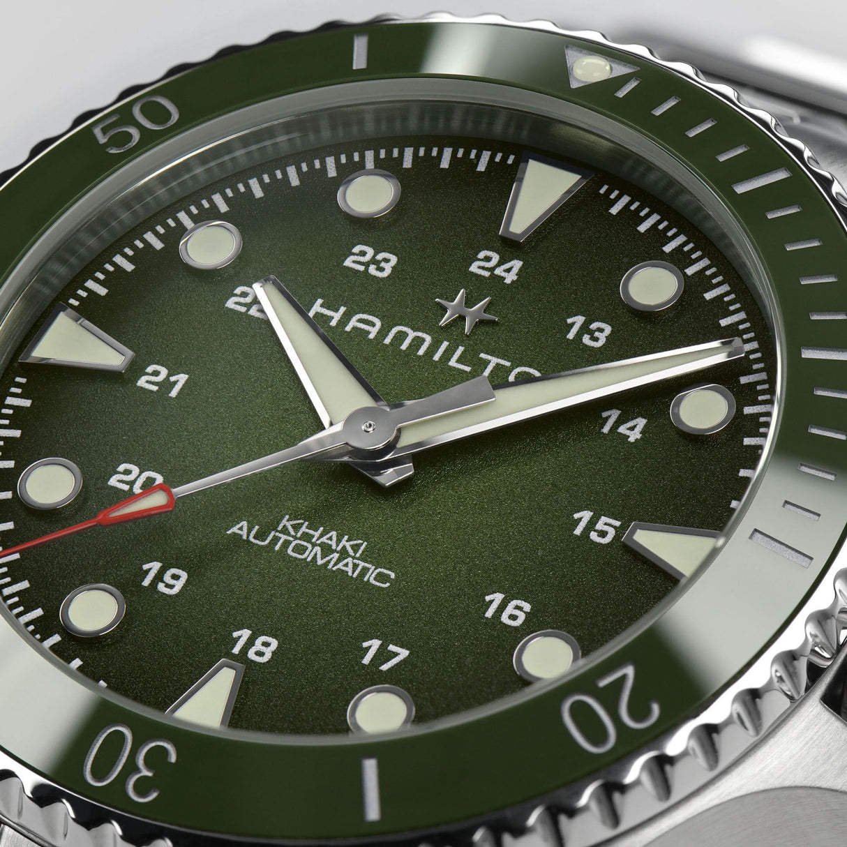Khaki Navy Scuba Automatico Verde Acciaio-Orologi-HAMILTON-Gioielleria Granarelli