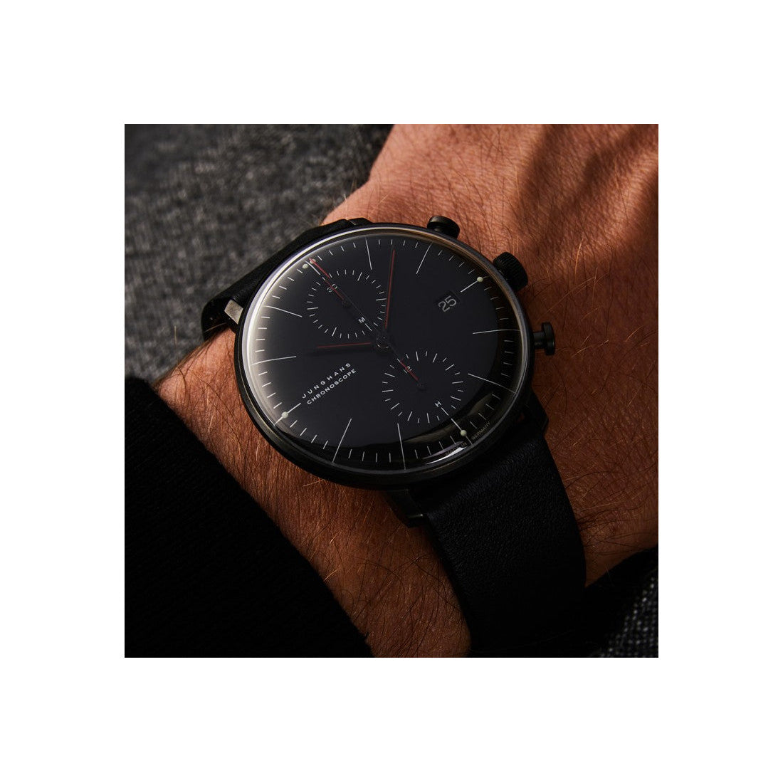 Max Bill Chrono Bauhaus Quadrante Nero Cinturino Pelle