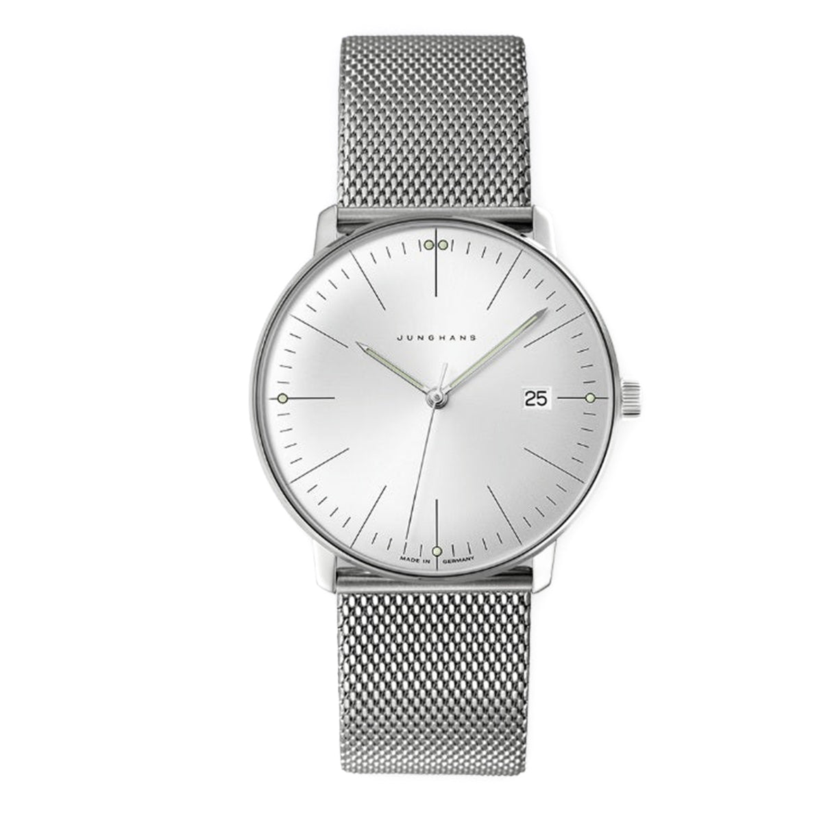 Max Bill Quarz Quadrante Argento Cinturino Acciaio