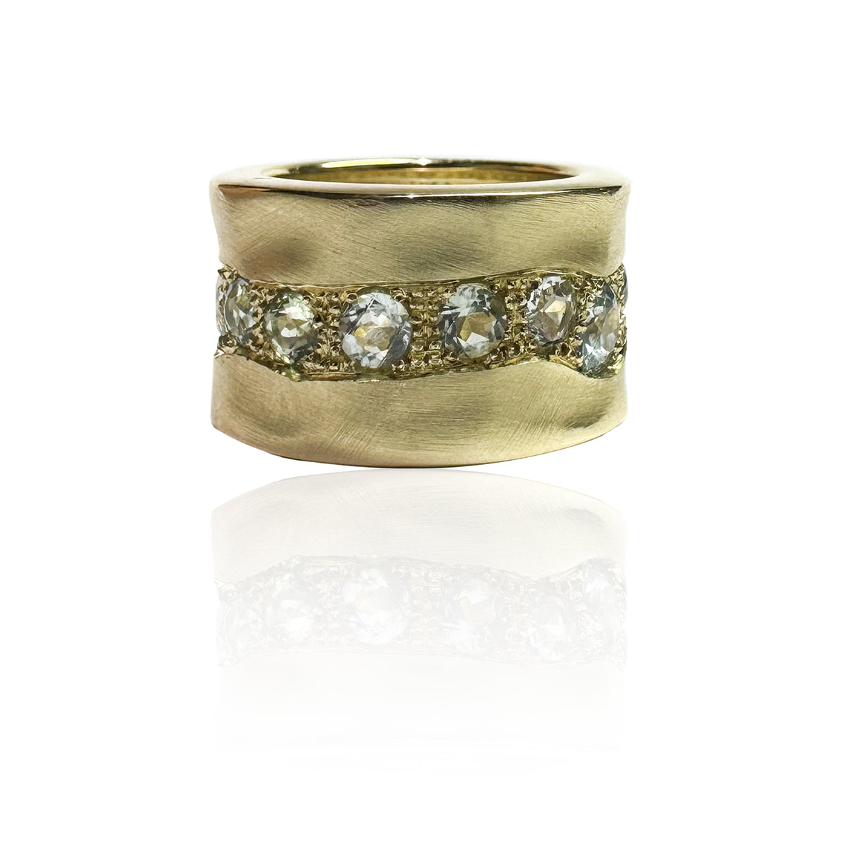 Anello Laga Berilli Azzurri in Oro Giallo 9kt