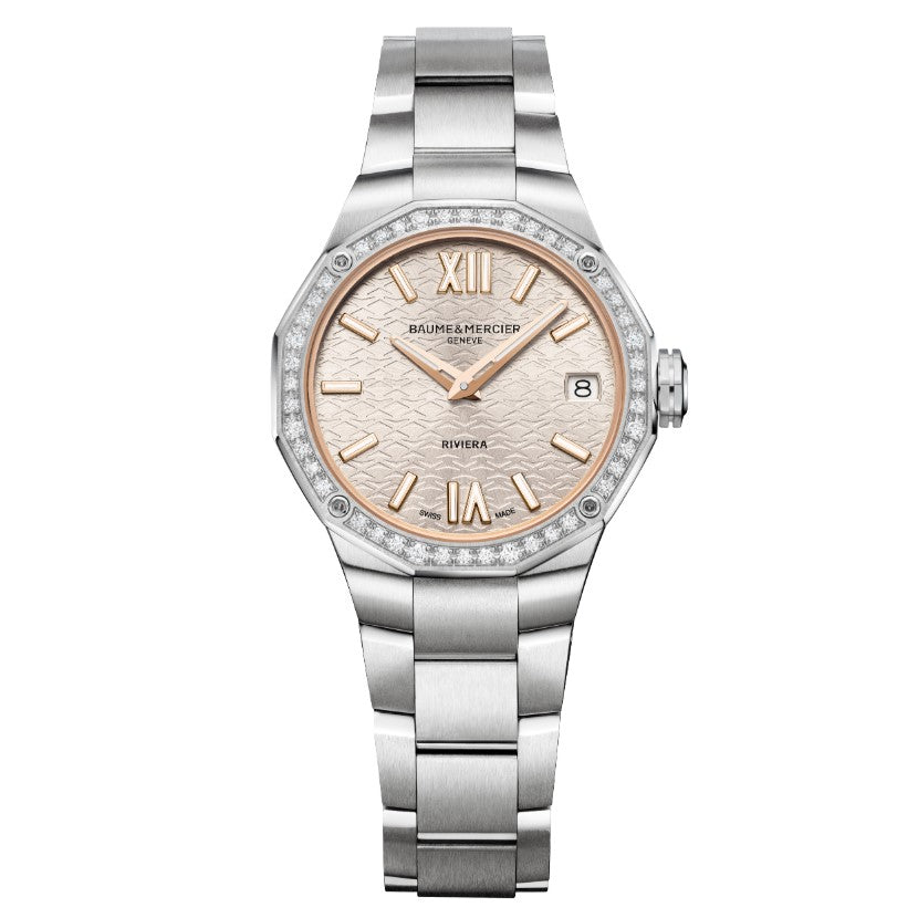 Riviera Donna Quarzo Acciaio Rosa con Diamanti 33mm