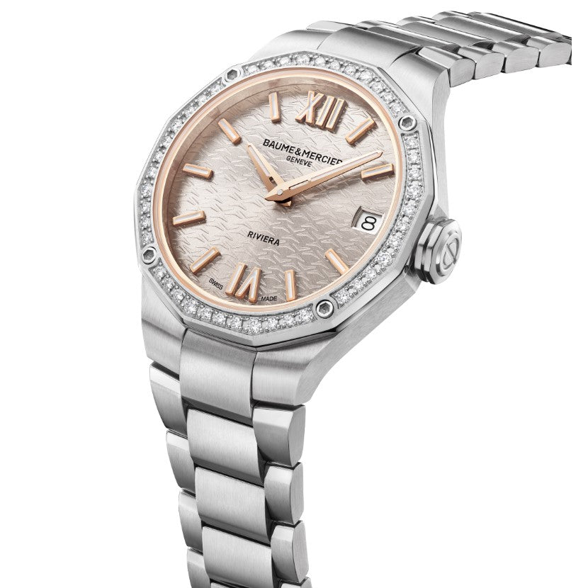 Riviera Donna Quarzo Acciaio Rosa con Diamanti 33mm