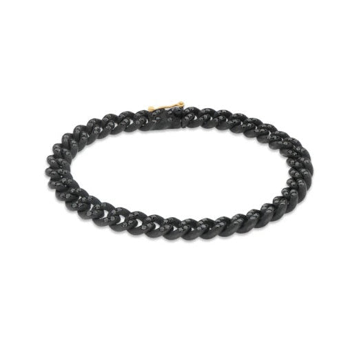 Bracciale Groumette Titanio Nero Oro Rosa e Diamanti Neri