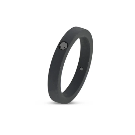 SOLITARIO UOMO IN TITANIO NERO CON DIAMANTE NERO