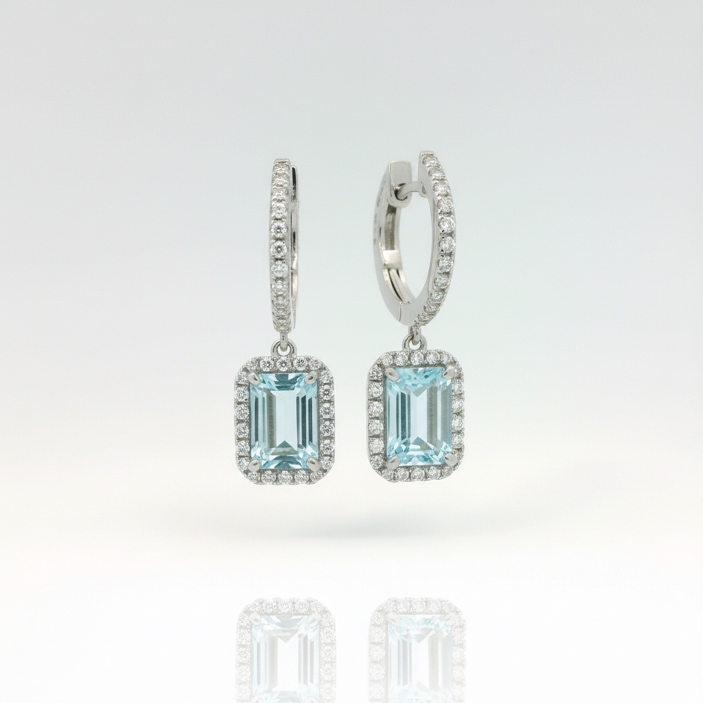 Orecchini Acquamarina e Diamanti