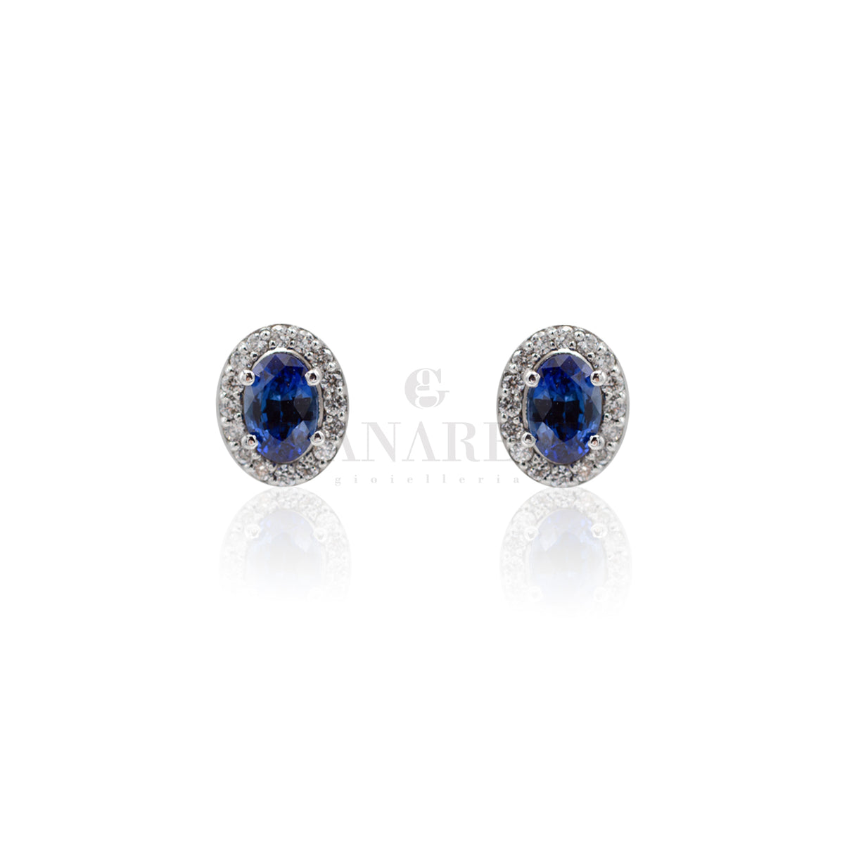 Oval sapphire earrings and diamonds