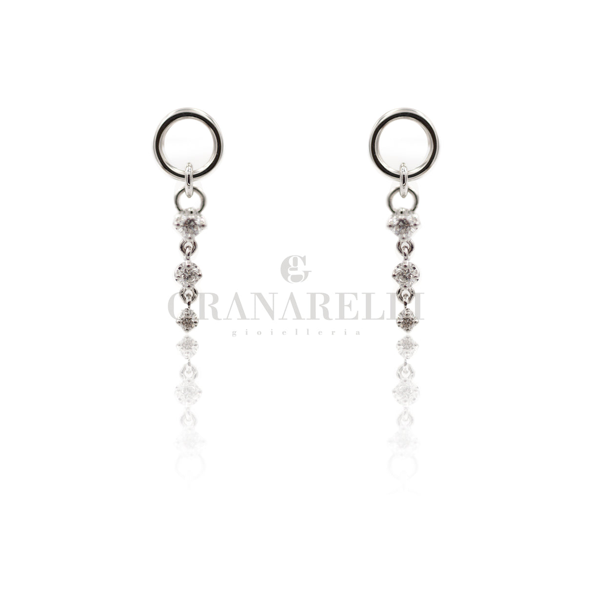 Red and pendant earrings with bright white gold