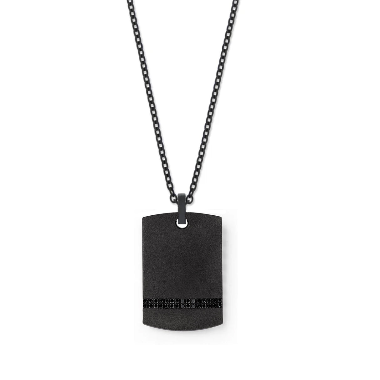 Collana con Targhetta Titanio Nero e Diamanti Neri