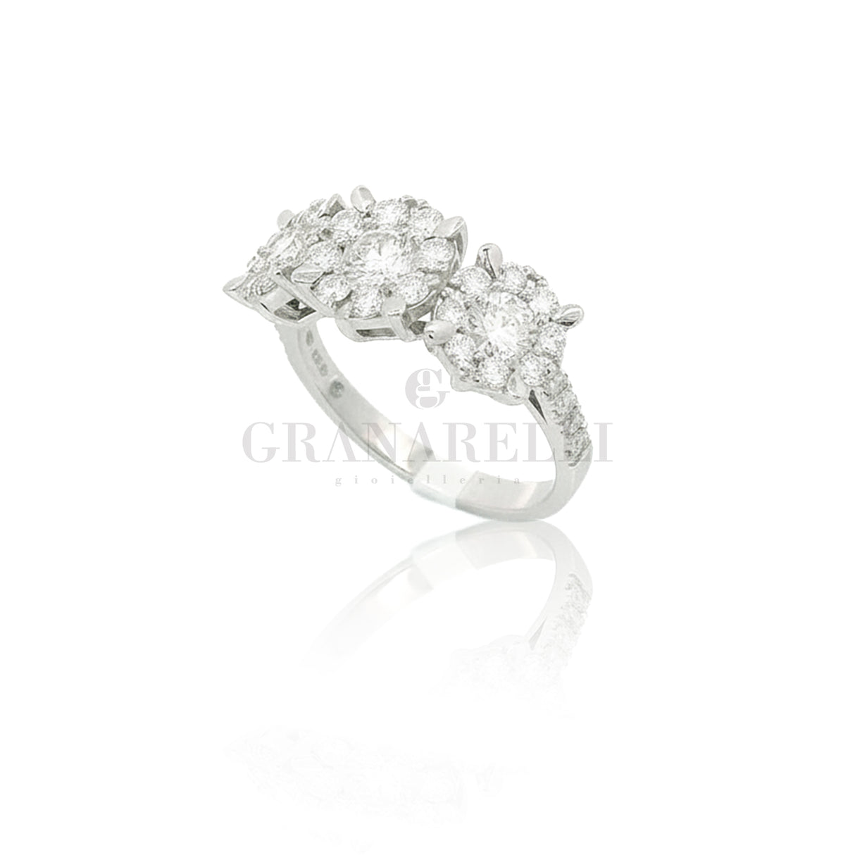 Anello Trilogy illusione in oro bianco e Diamanti 1.47 kt