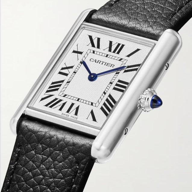 Tank Must Cartier, Modello medio, movimento al quarzo, acciaio e pelle NUOVO