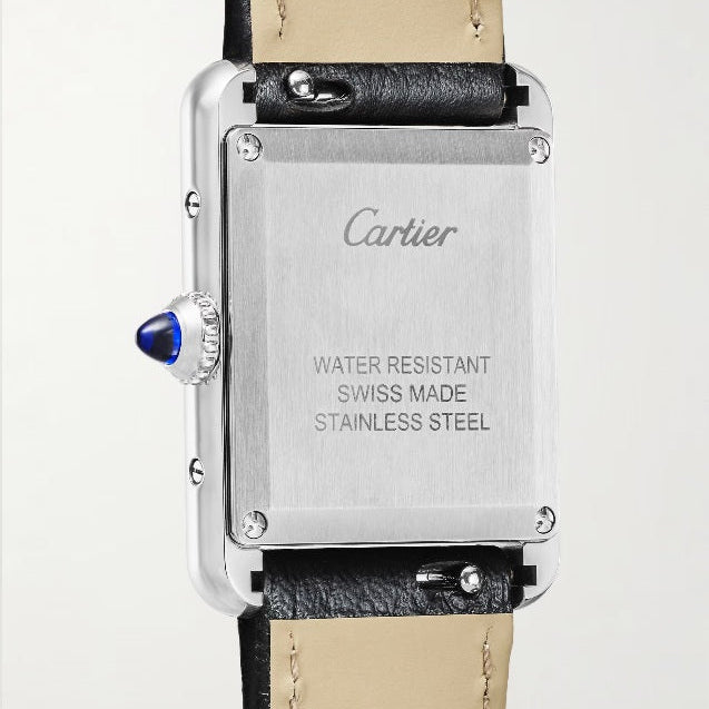 Tank Must Cartier, Modello medio, movimento al quarzo, acciaio e pelle NUOVO