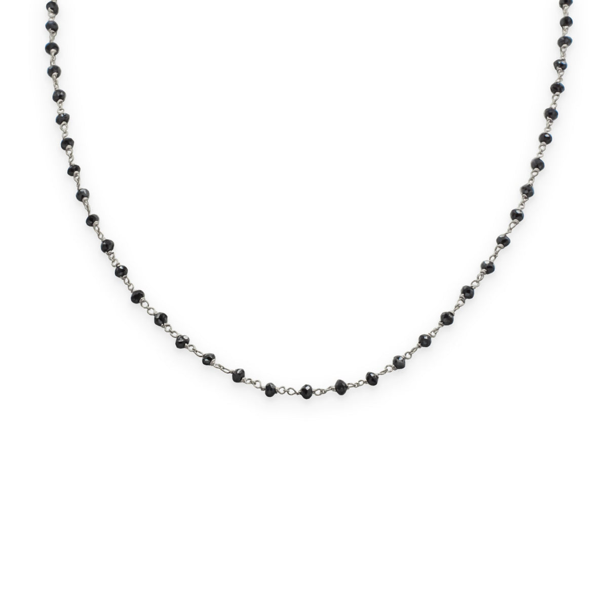 Collana Rosario Oro Bianco Brunito Nero Diamanti Neri taglio briolè CM 40-Girocolli-GRANARELLI-Gioielleria Granarelli