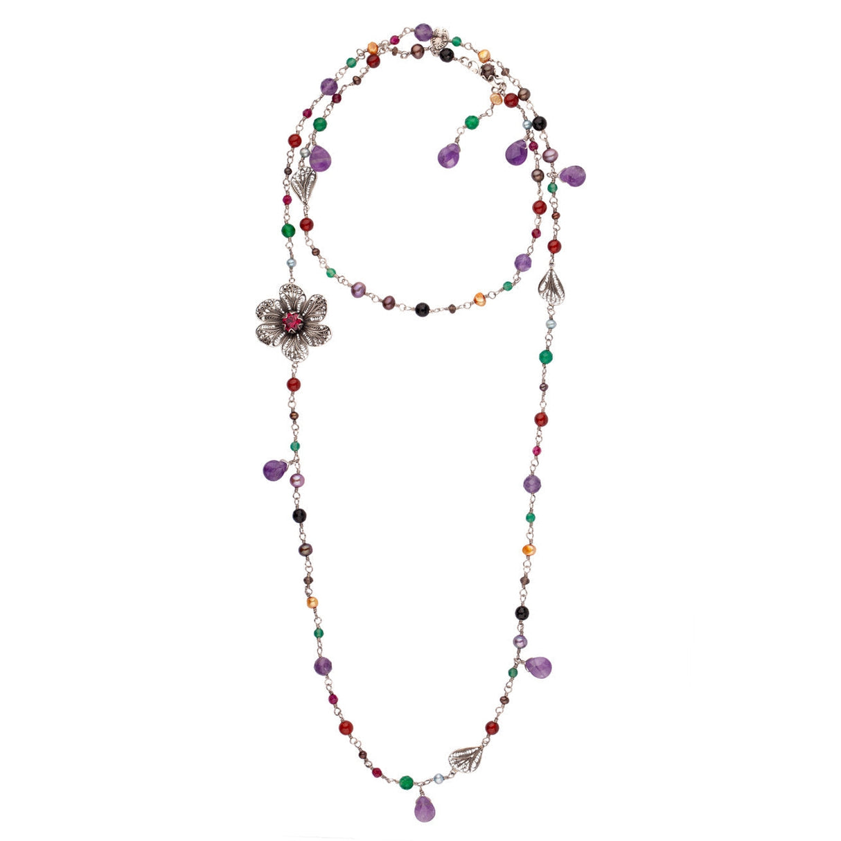 Collana con Zirconi, Corniole, Quarzi, Onice-Girocolli-YVONE CHRISTA-Gioielleria Granarelli