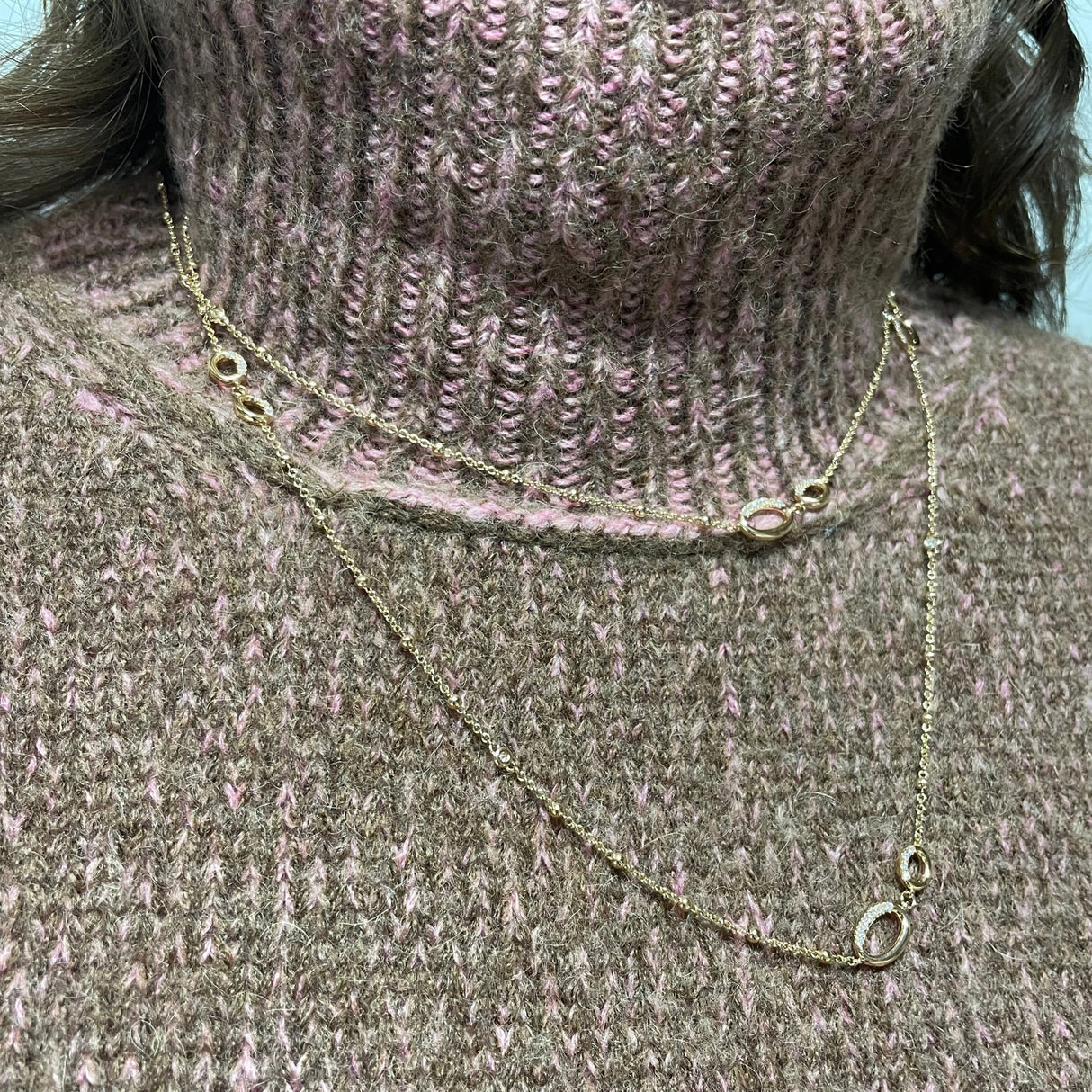 Collana Lunga Con Ovali di diamanti in Oro rosa-Girocolli-CRIVELLI-Gioielleria Granarelli