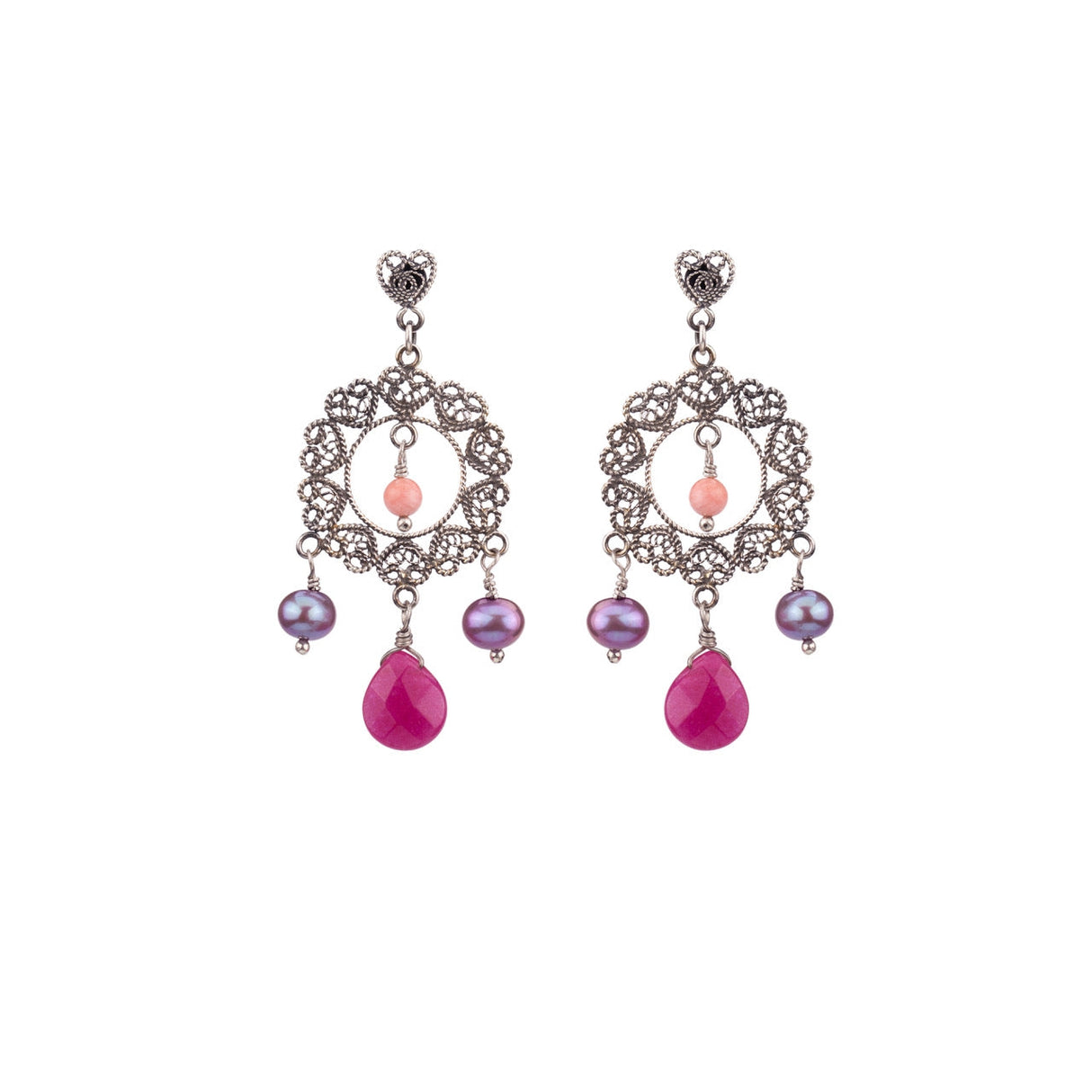 Orecchini Yvone Christa Corallo, Perle, Giada-Orecchini-YVONE CHRISTA-Gioielleria Granarelli