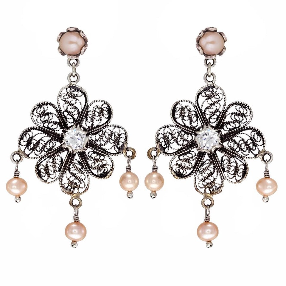 Orecchini Yvone Christa Zirconi e Perle-Orecchini-YVONE CHRISTA-Gioielleria Granarelli