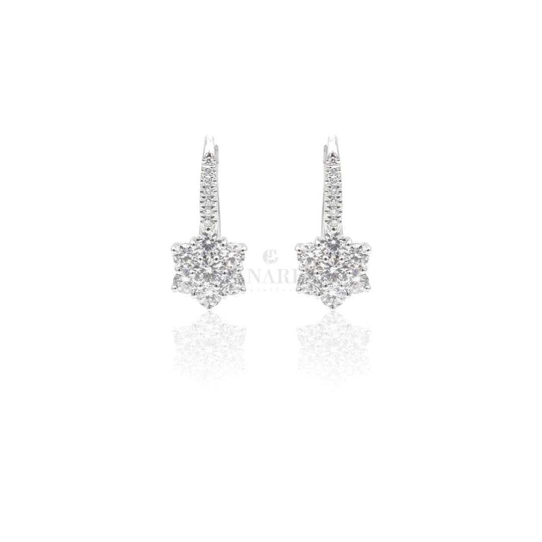 Boccola con Fiore di Diamanti in Oro Bianco 1.13kt-Orecchini-CRIVELLI-Gioielleria Granarelli