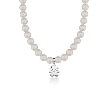 Collana Le Perle Bimba con Diamante Oro Bianco-Girocolli-LE BEBE'-Gioielleria Granarelli