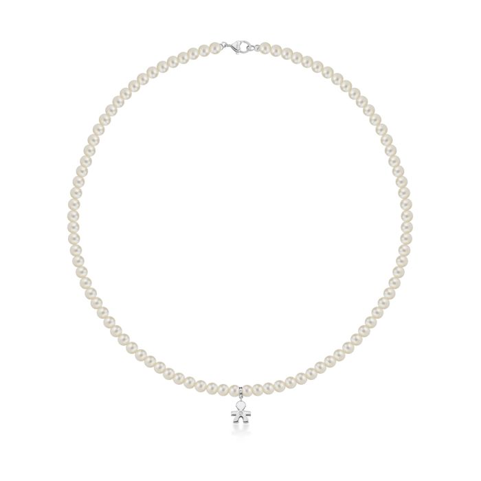 Collana Le Perle Bimbo con Diamante Oro Bianco-Girocolli-LE BEBE'-Gioielleria Granarelli