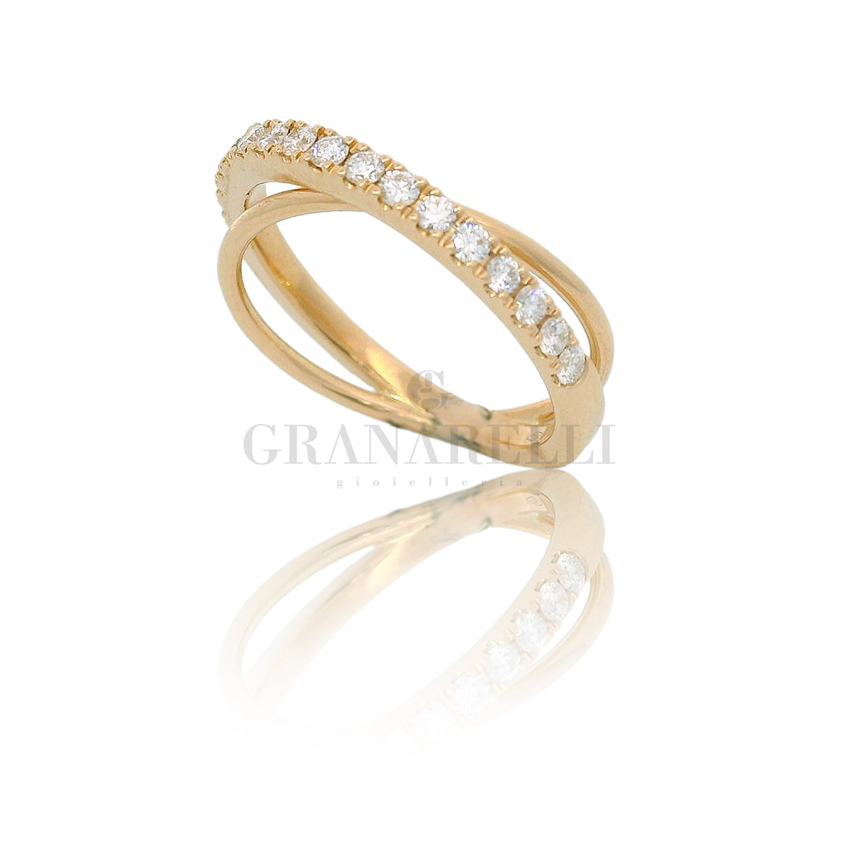 Anello Incrocio con Diamanti in Oro Rosa