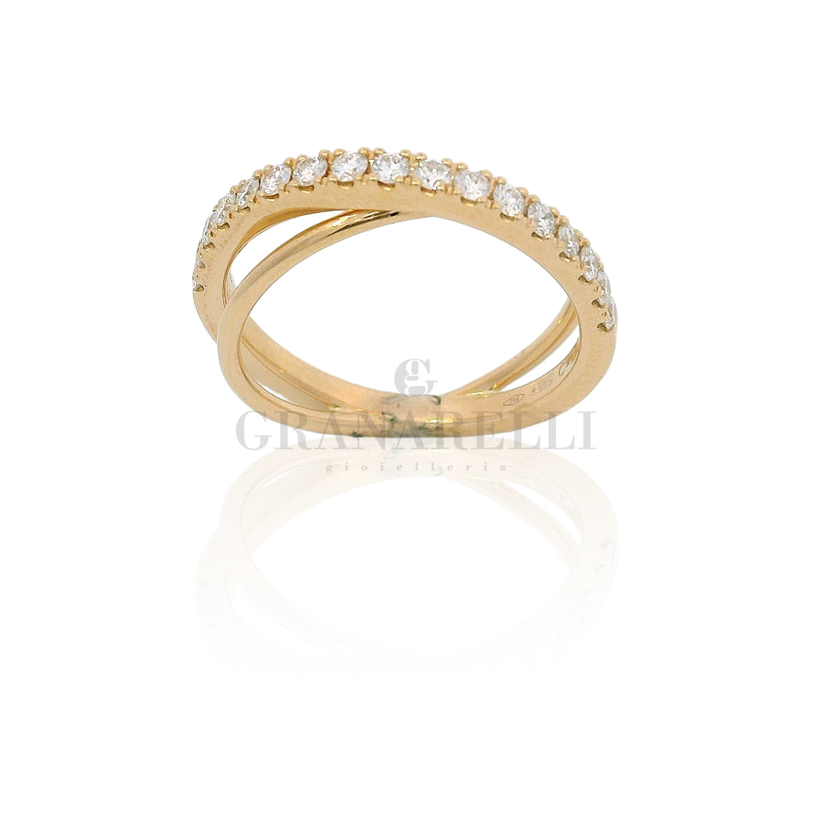Anello Incrocio con Diamanti in Oro Rosa