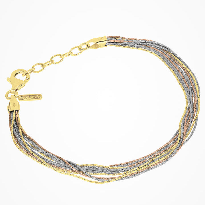 Bracciale in argento multicolor multifila intrecciata