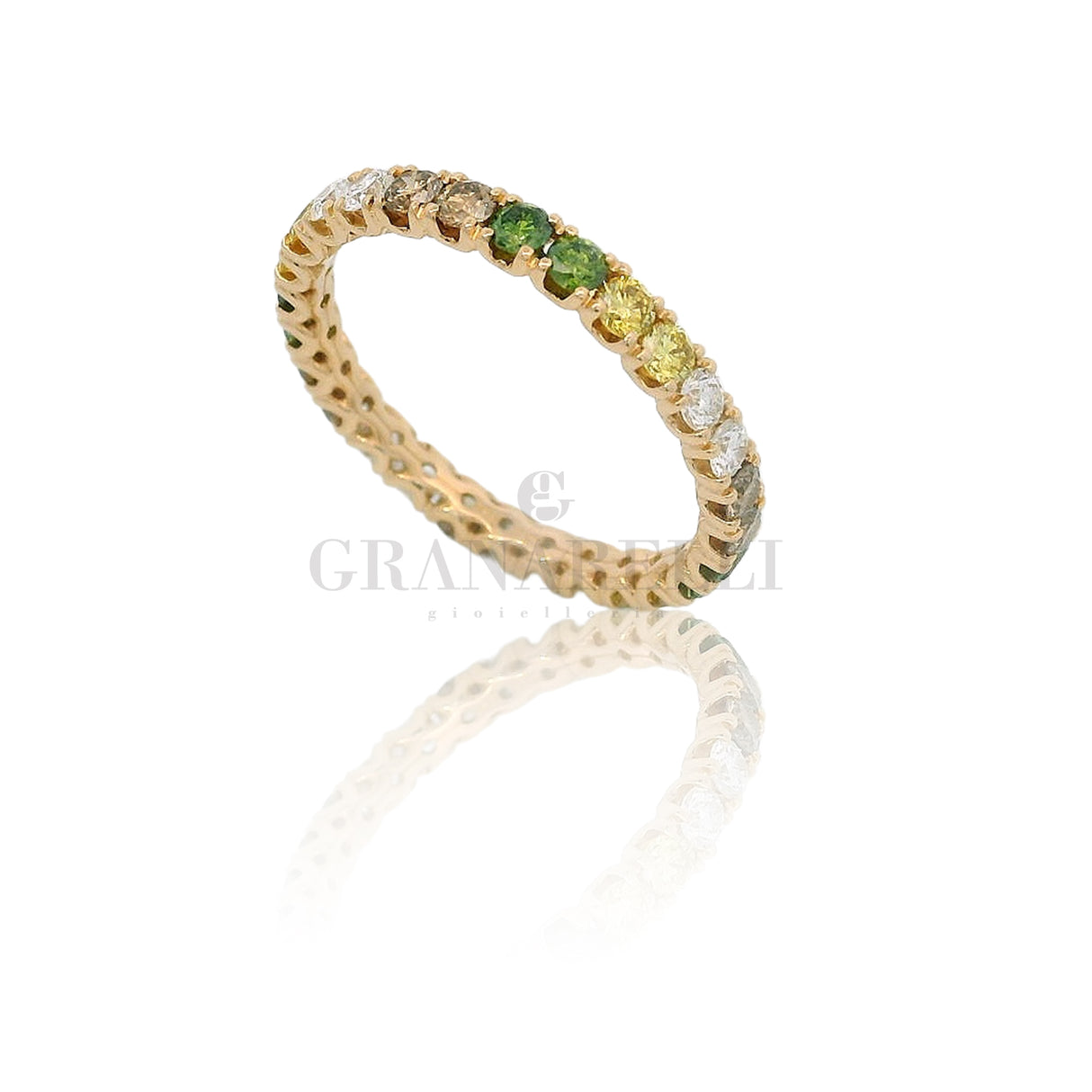 Fedina Girodito oro Rosa con Zaffiri Multicolore e Diamanti