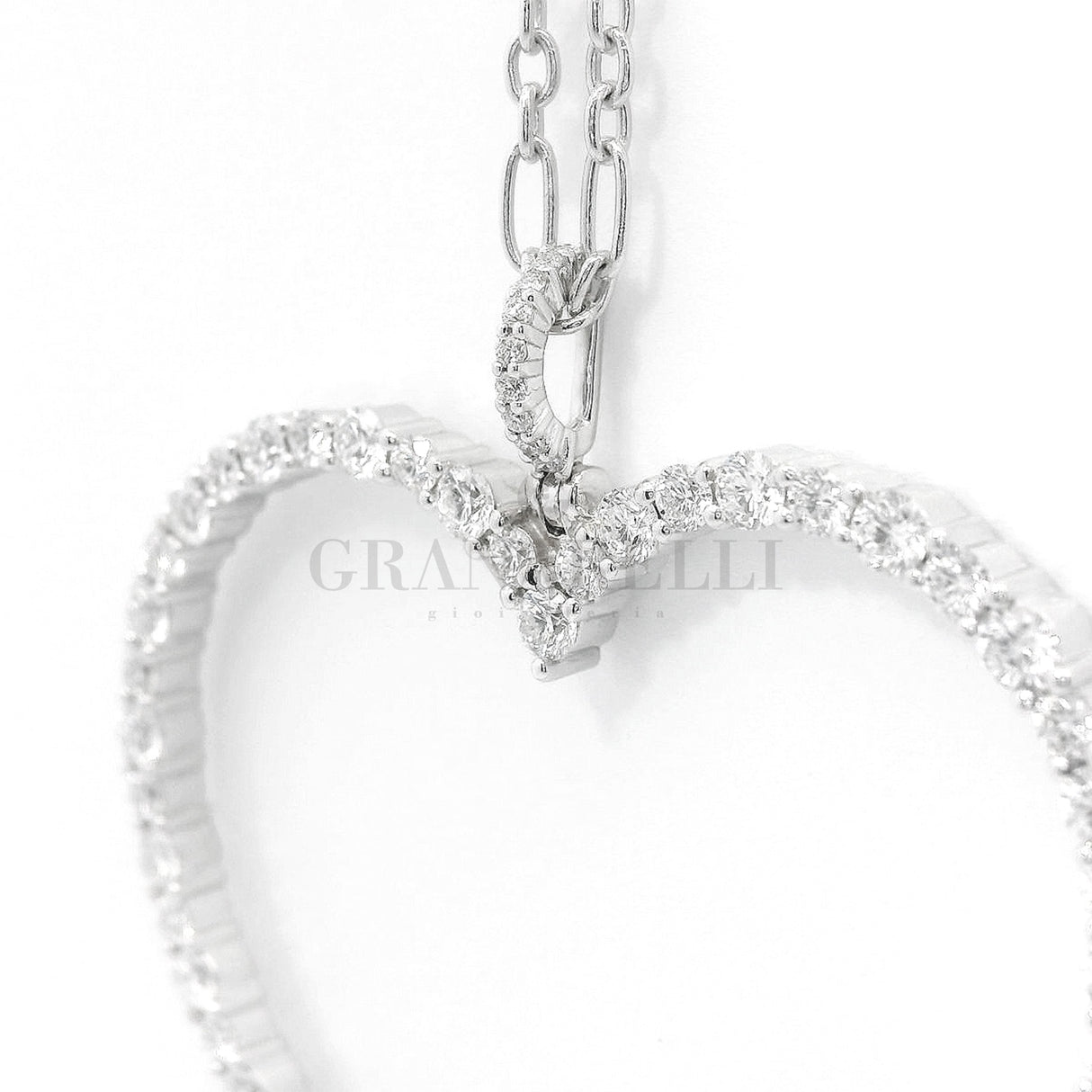 Collana Cuore Silhouette Oro Bianco e Diamanti 2.73kt