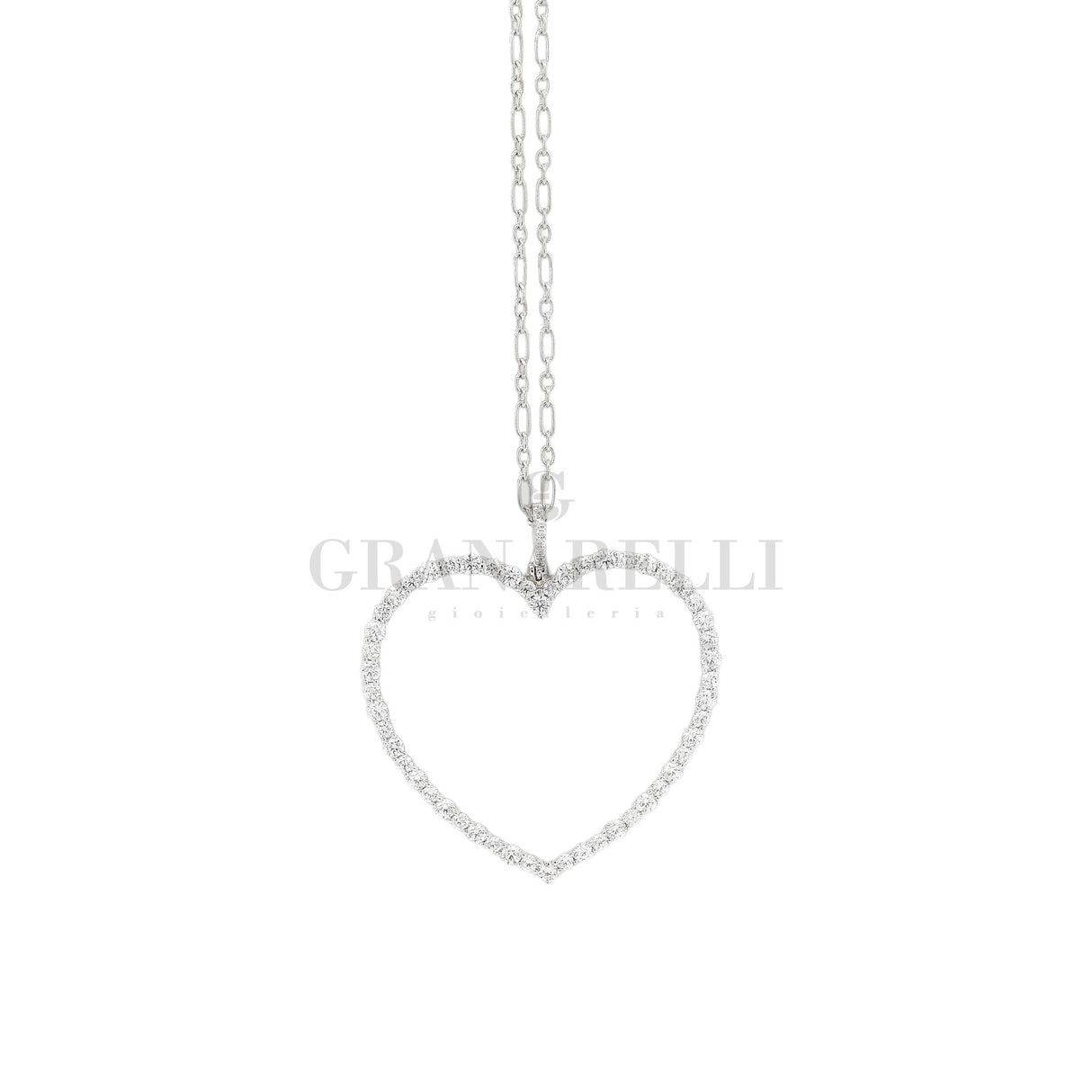 Collana Cuore Silhouette Oro Bianco e Diamanti 2.73kt