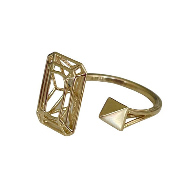 Anello aperto sagomato taglio Smeraldo