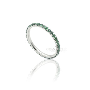 Anello Fedina Smeraldi 0.50kt in Oro Bianco-Anelli-CRIVELLI-Gioielleria Granarelli