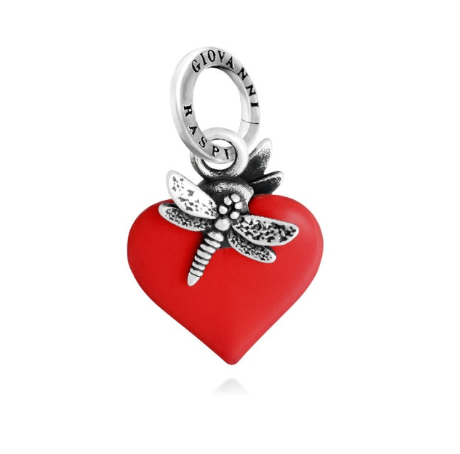 Charm Cuore Rosso Libellula