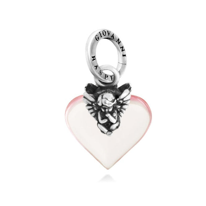 Charm Cuore Rosa con Angelo