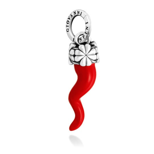 Charm Corno Rosso Quadrifogli Piccolo