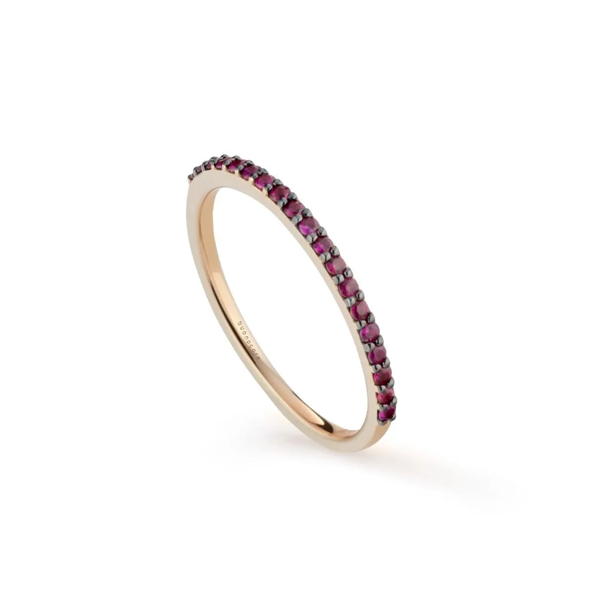 Anello Fedina di rubini in Oro Rosa