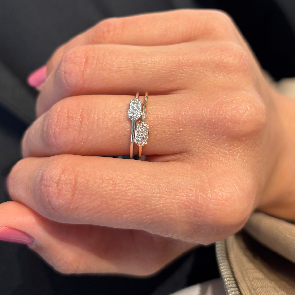Anello Pavè di Diamanti bianchi, Oro Bianco