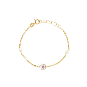 Bracciale smalto Margherita e Perle in Oro Giallo-Bracciali-GRANARELLI-Gioielleria Granarelli