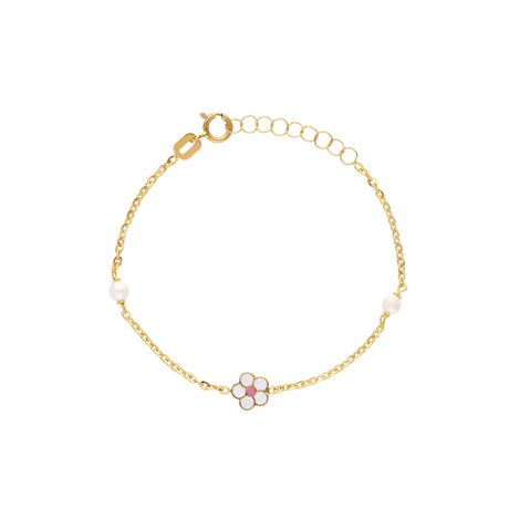 Bracciale smalto Margherita e Perle in Oro Giallo-Bracciali-GRANARELLI-Gioielleria Granarelli